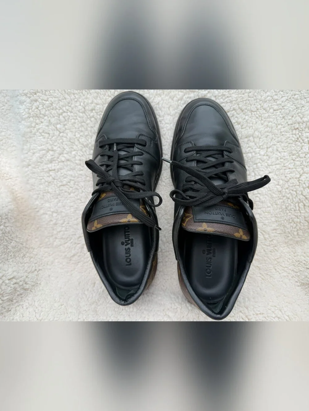 AUTHENTIC Louis Vuitton Men's Rivoli Black Leather Low-Top Sneakers Size 8 US